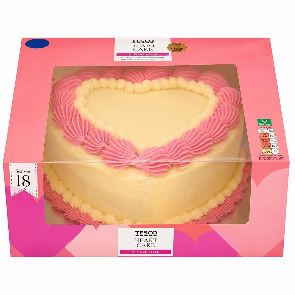 Tesco Vintage Style Heart Cake