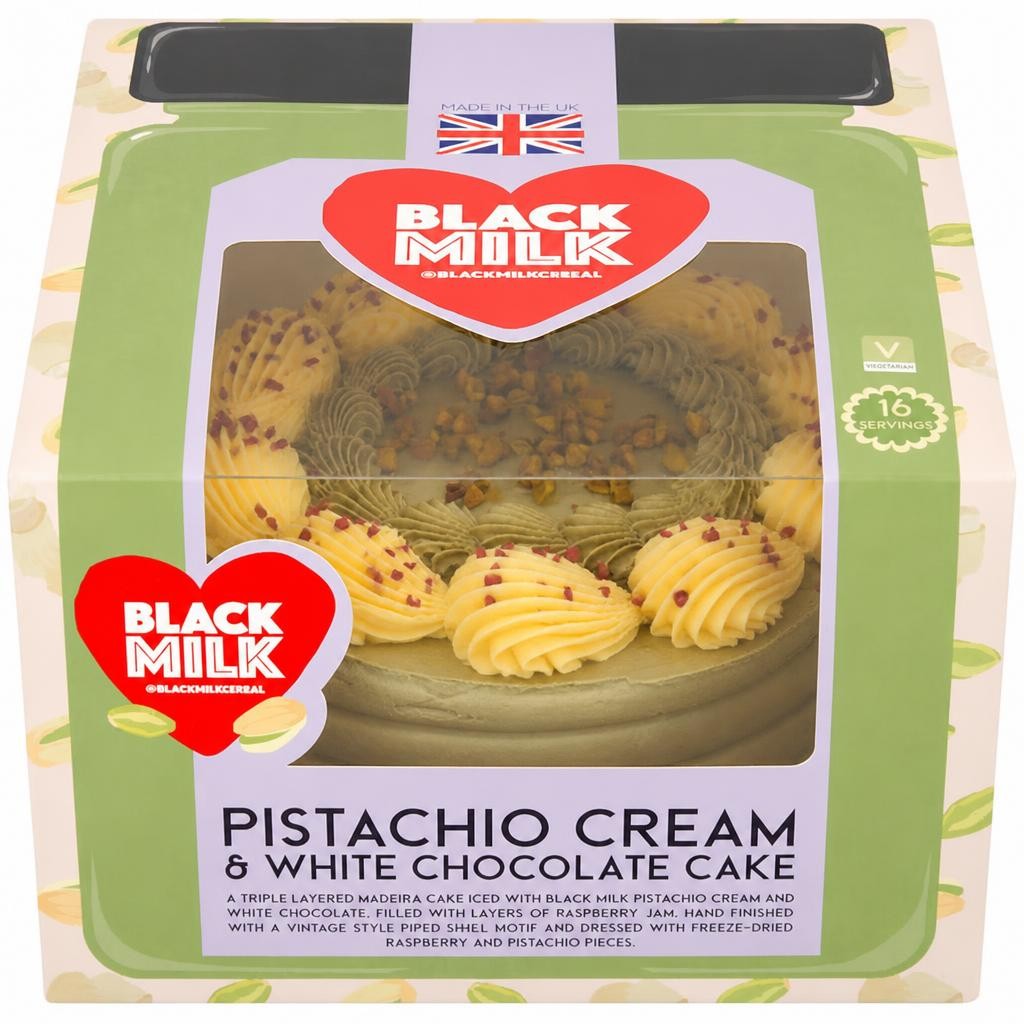 Black Milk Pistachio Cream & White Chocolate Cake