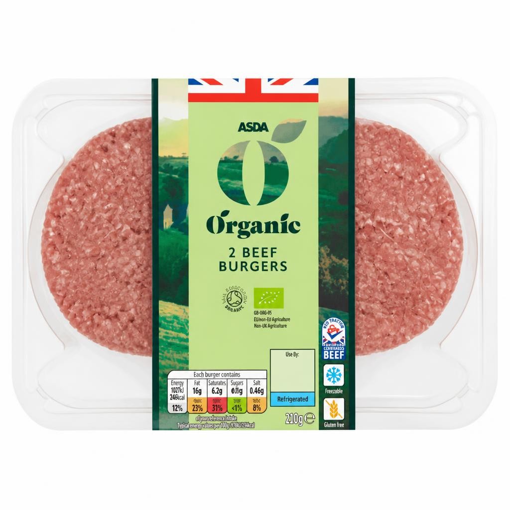 ASDA Organic 2 Beef Burgers