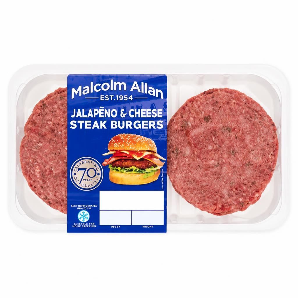Malcolm Allan Jalapẽno & Cheese Steak Burgers 360g