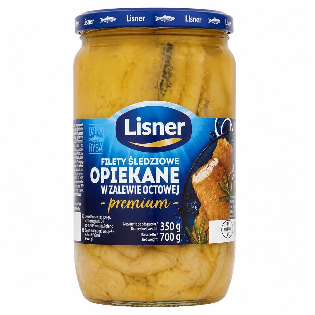 Lisner Breaded, Fried Herring Fillets with Skin in Vinegar Marinade 350g