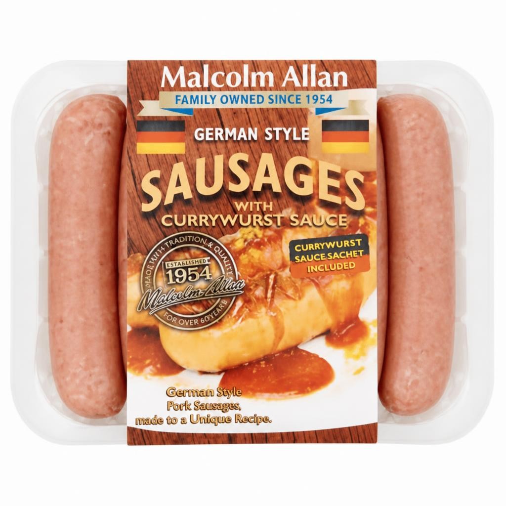Malcolm Allan German Style Sausages with Currywurst Sauce 550g
