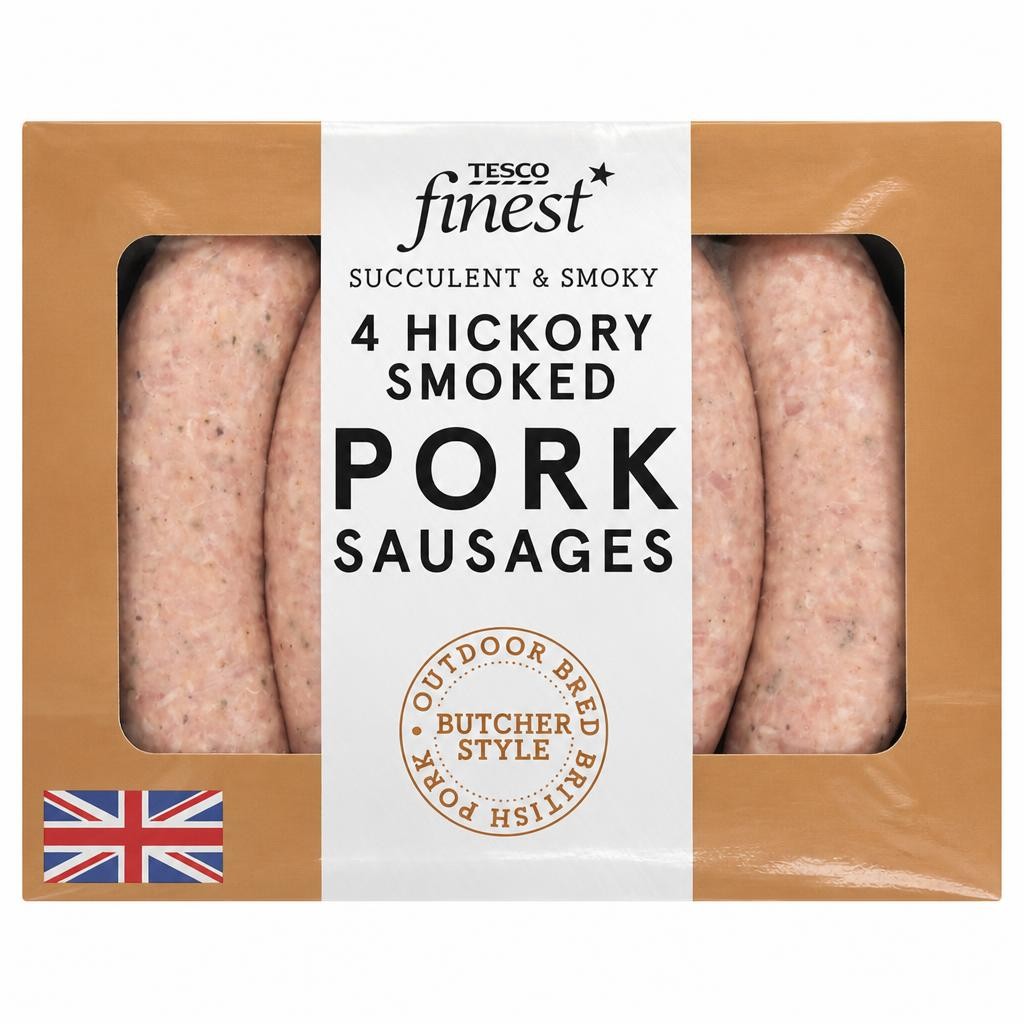 Tesco Finest 4 Hickory Smoked Pork Sausages 440g