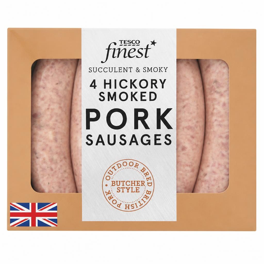 Tesco Finest 4 Hickory Smoked Pork Sausages 440g