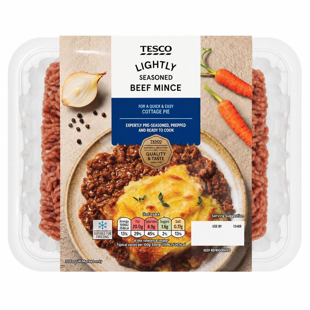 Tesco Lightly Seasoned Beef Mince 500G