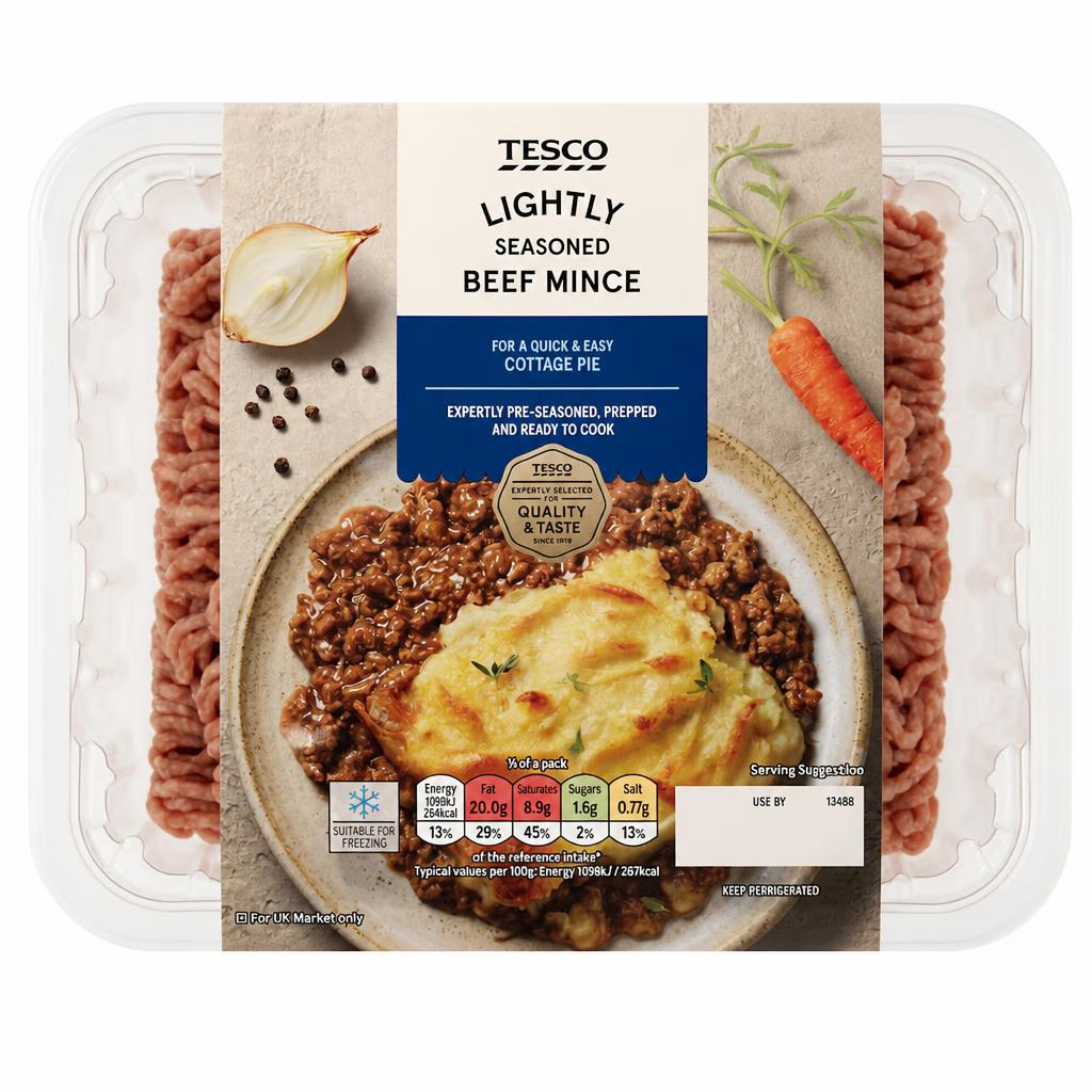 Tesco Lightly Seasoned Beef Mince 500G