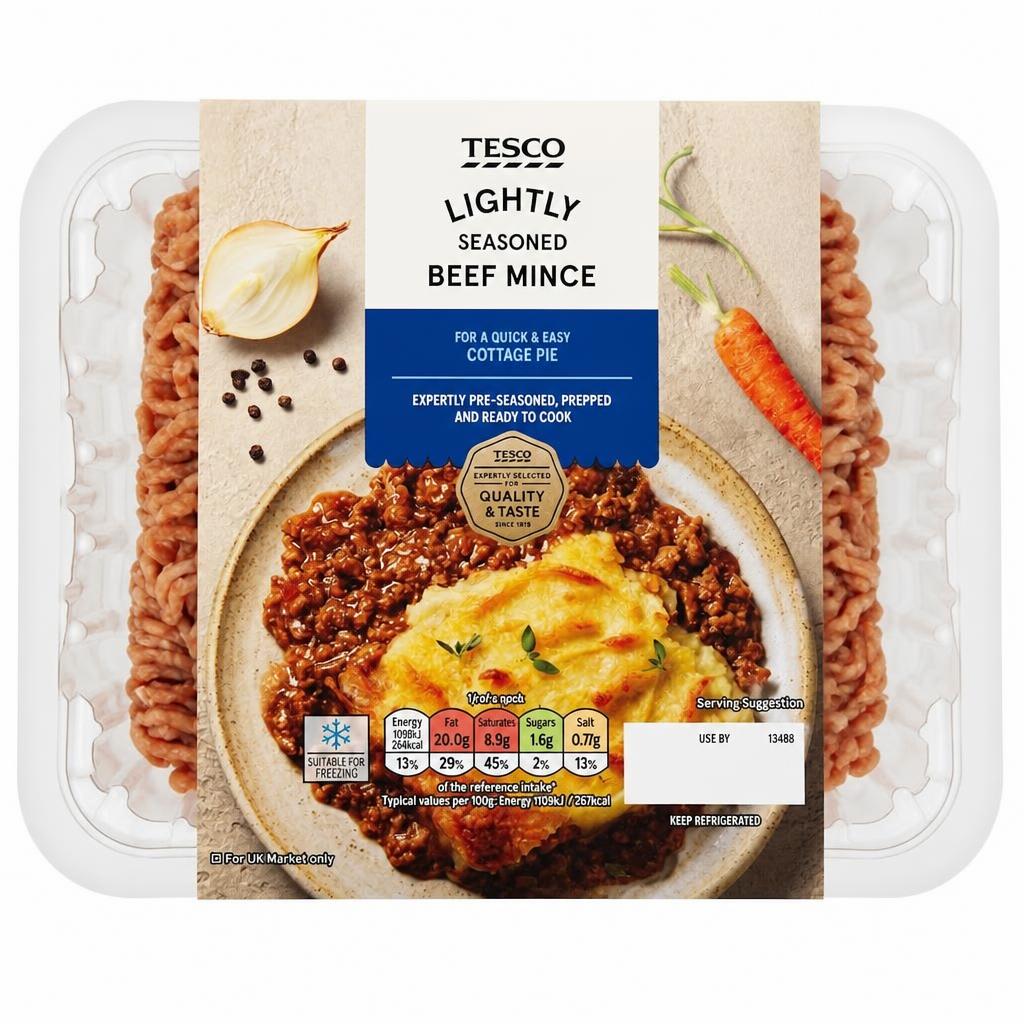 Tesco Lightly Seasoned Beef Mince 500G