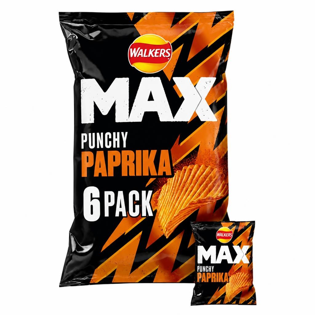 Walkers Max Punchy Paprika Multipack Crisps