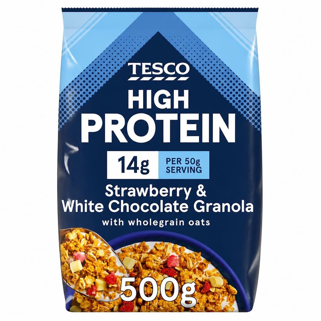 Tesco High Protein Strawberry & White Chocolate Granola 500g