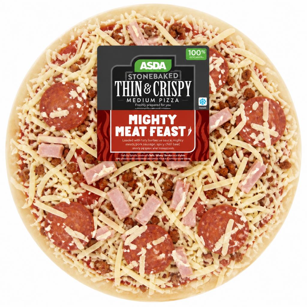 ASDA Mighty Meat Feast Medium Thin Stonebaked Pizza