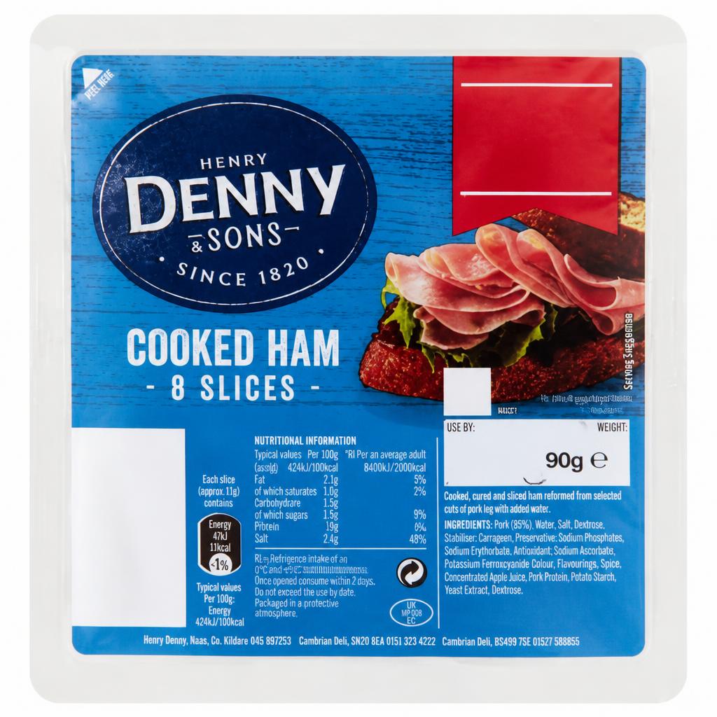Henry Denny & Sons 8 Cooked Ham Slices 90g