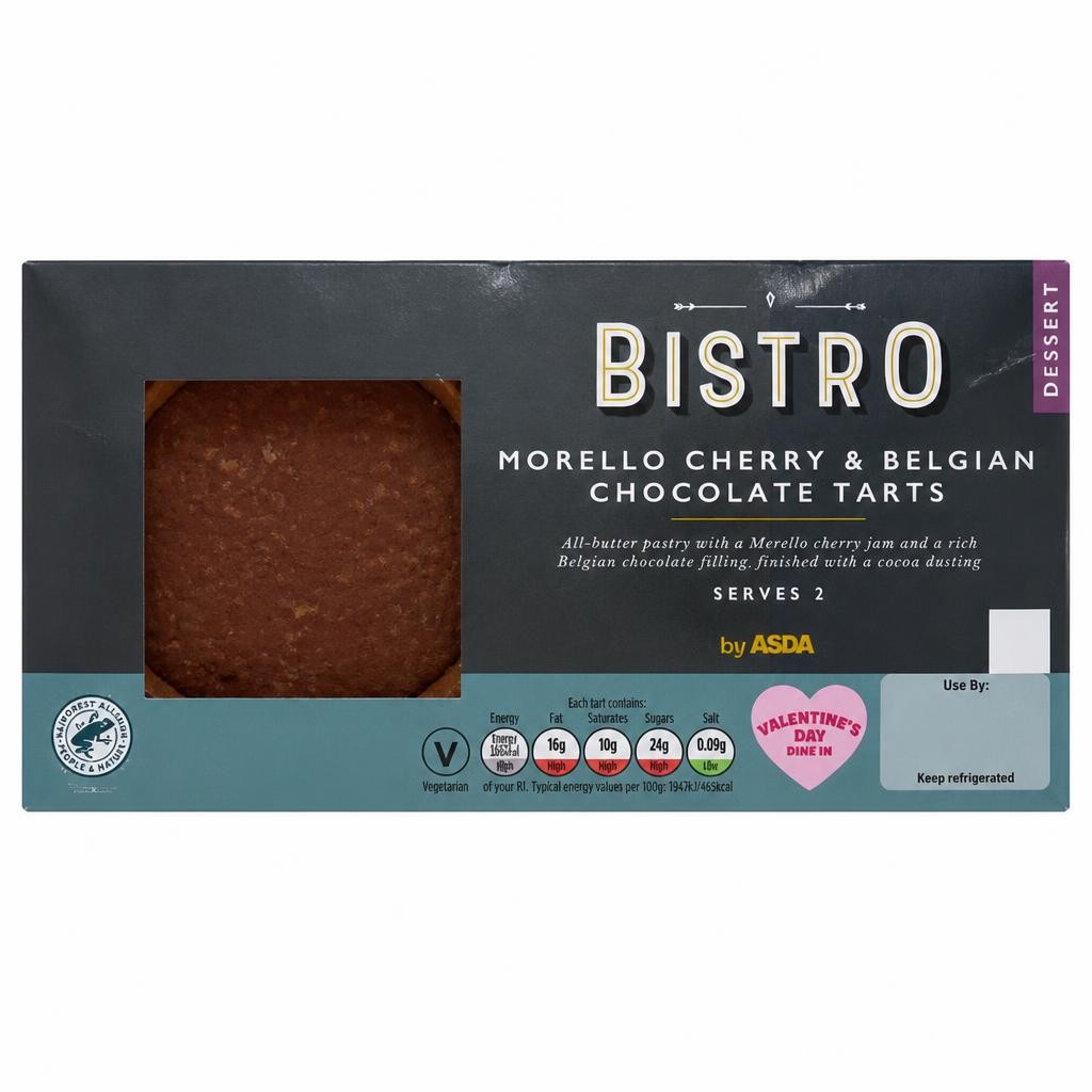 Bistro by ASDA Morello Cherry & Belgian Chocolate Tarts Dessert 146g (2 x 73g)