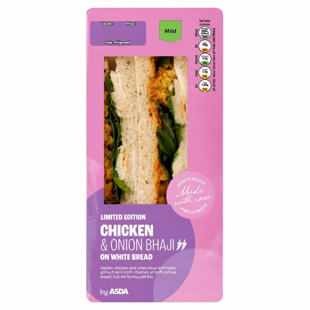 ASDA Limited Edition Chicken & Onion Bhaji on White Bread
