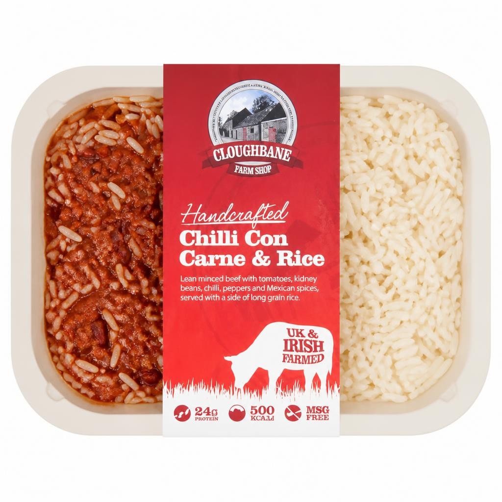 Cloughbane Farm Shop Farm Shop Handcrafted Chilli Con Carne & Rice 350g