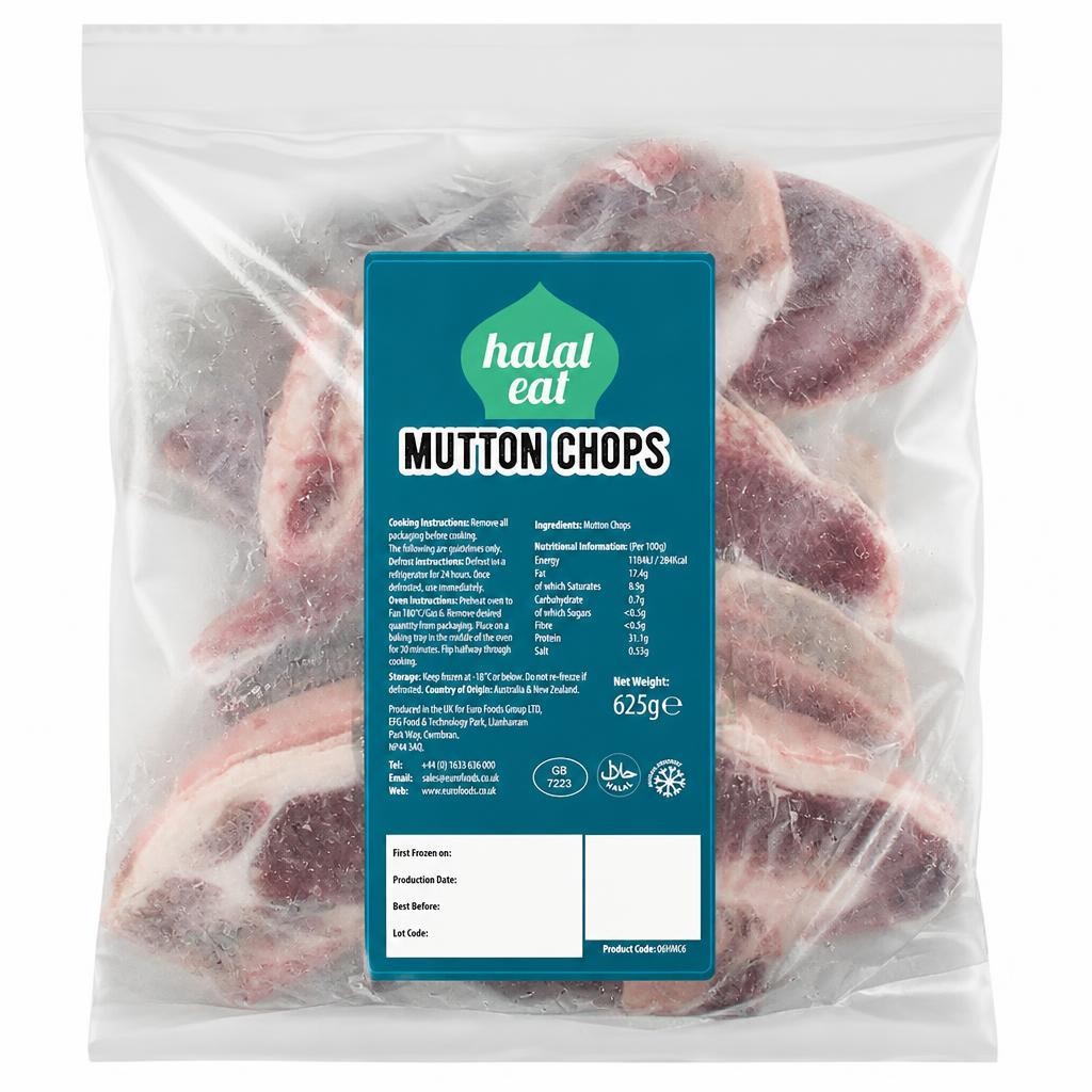Halal Eat Mutton Chops 625g