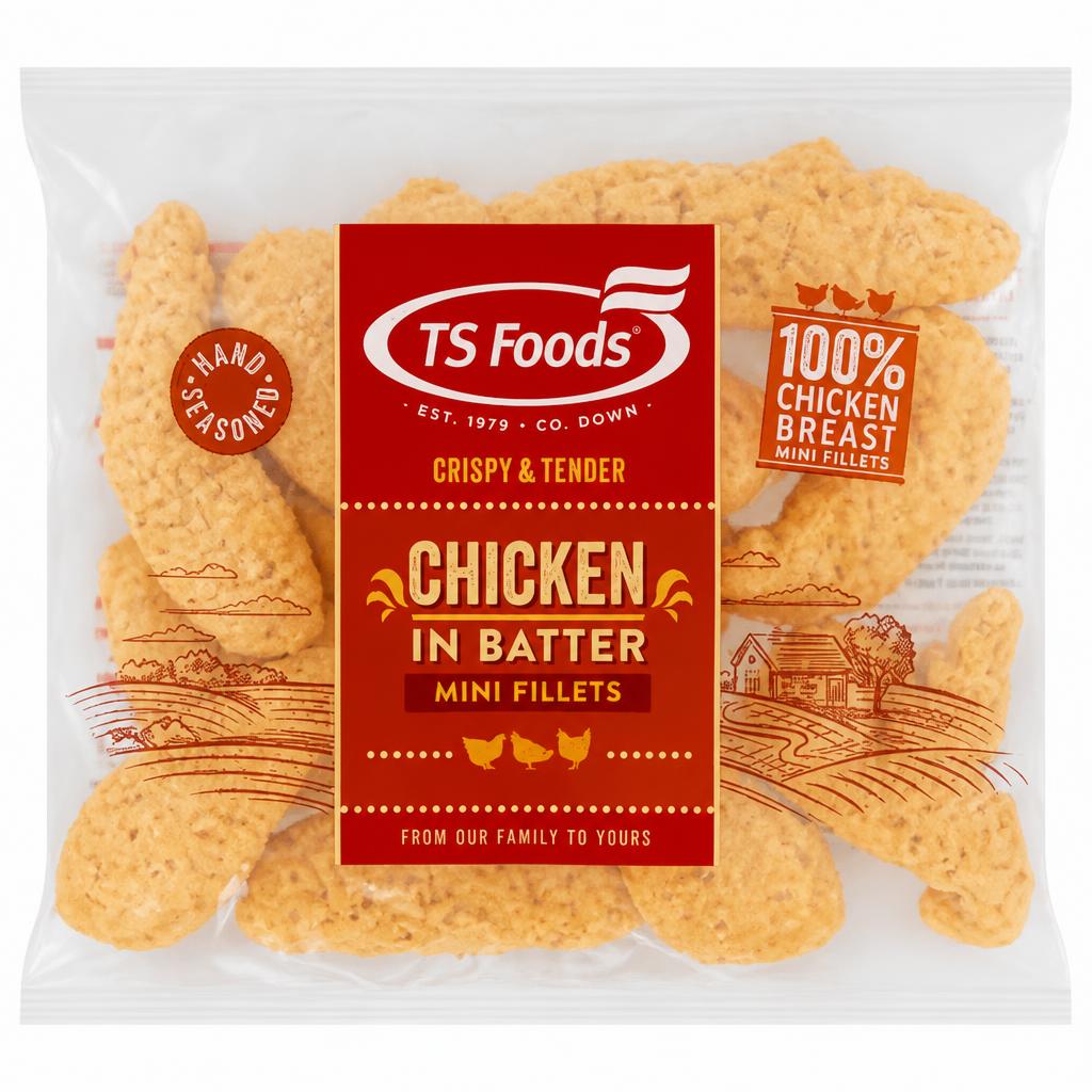 TS Foods Chicken in Batter Mini Fillets 1kg