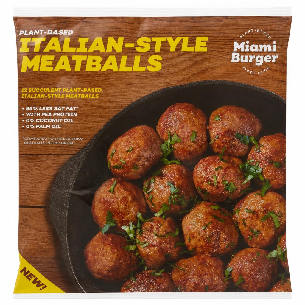 Miami Burgers 12 Succulent Plant-Based Italian-Style Meatballs