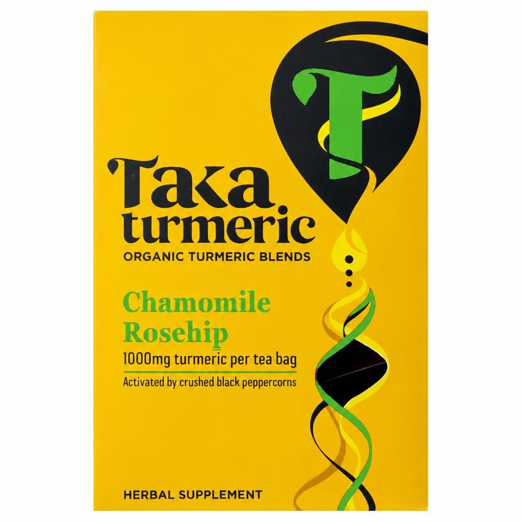 Taka Turmeric Organic Chamomile Rosehip Turmeric Tea Bags 60