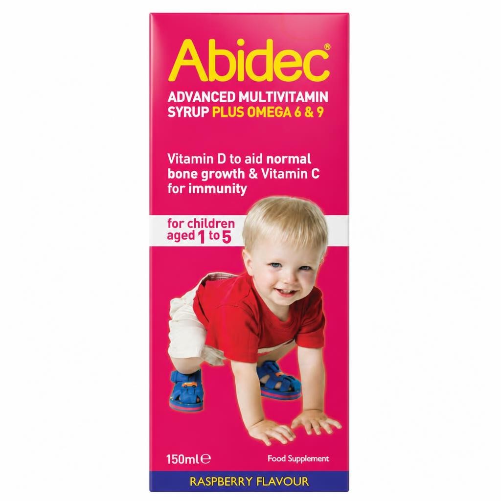 Abidec Advanced Multivitamin Syrup with Omega 6 & 9 - Raspberry Flavour 150ml