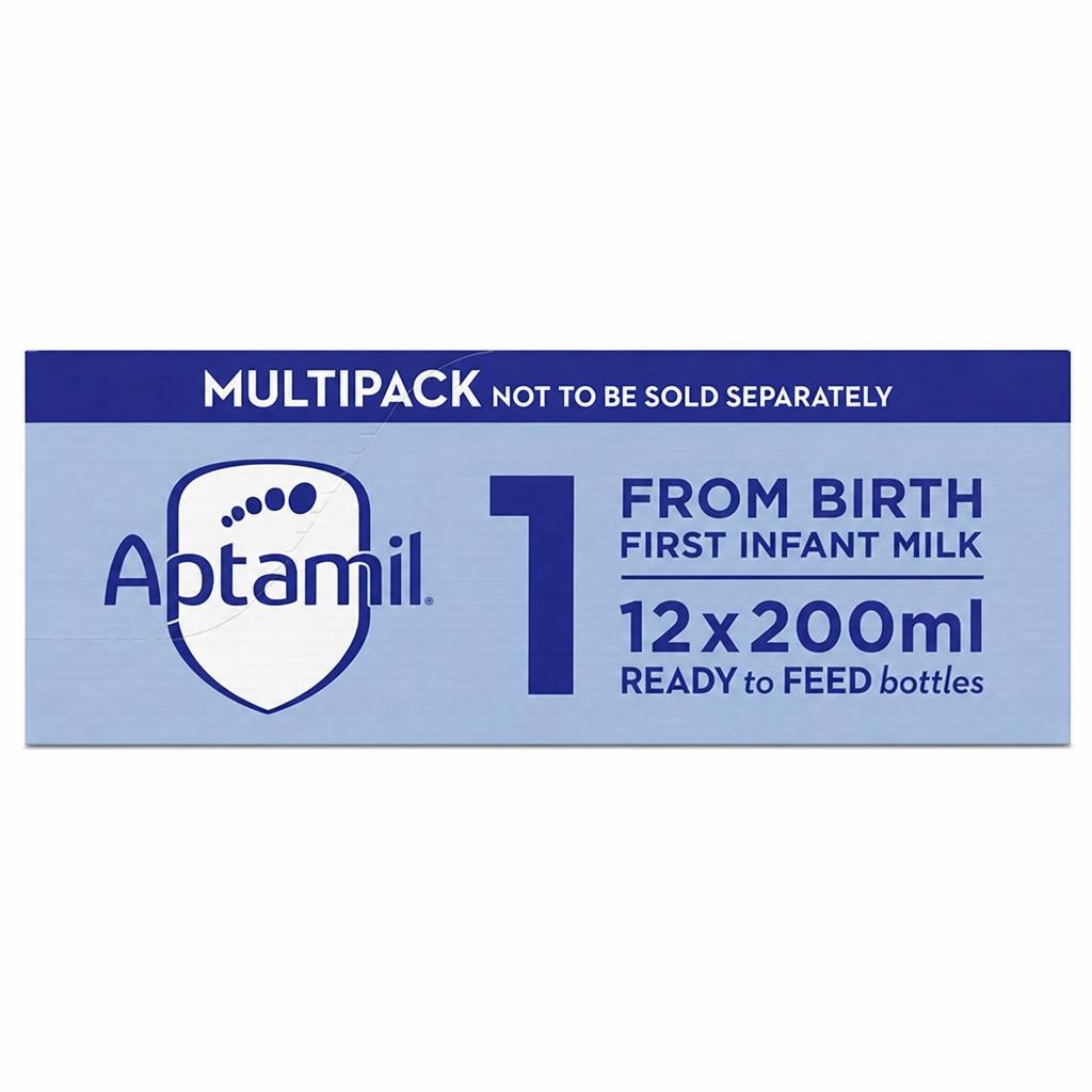 Aptamil 1 First Infant Baby Milk Formula Liquids From Birth Multipack Ready to Feed 12x200ml