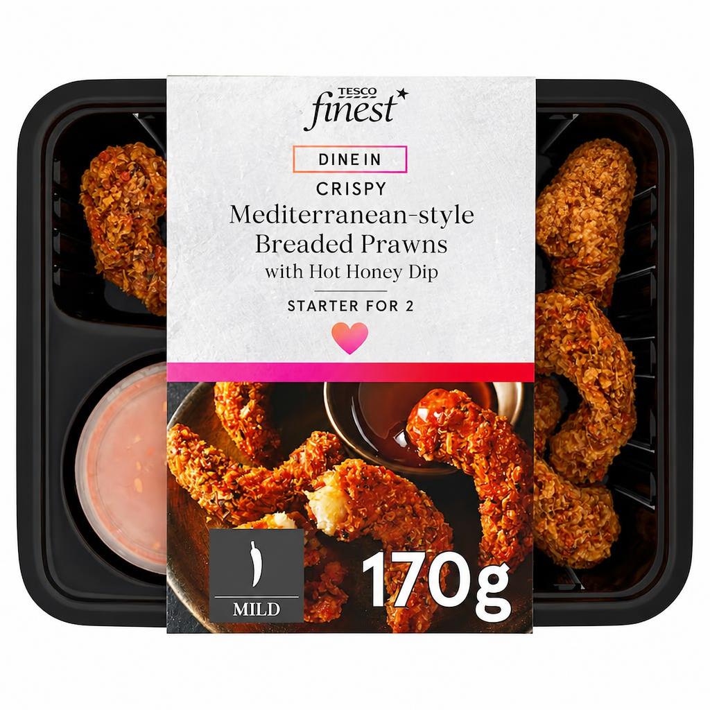 Tesco Finest Mediterranean Style Tempura Prawn With Honey Dip 170G