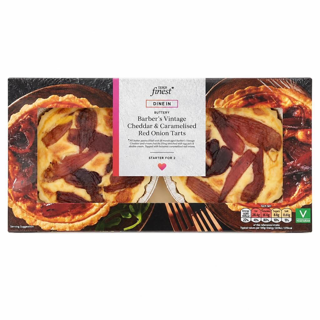 Tesco Finest Barber's Vintage Cheddar and Caramelised Onion Tarts 280g