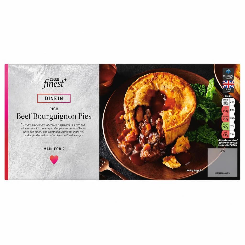 Tesco Finest Dine In Aberdeen Angus Beef Bourguignon Pies 620g