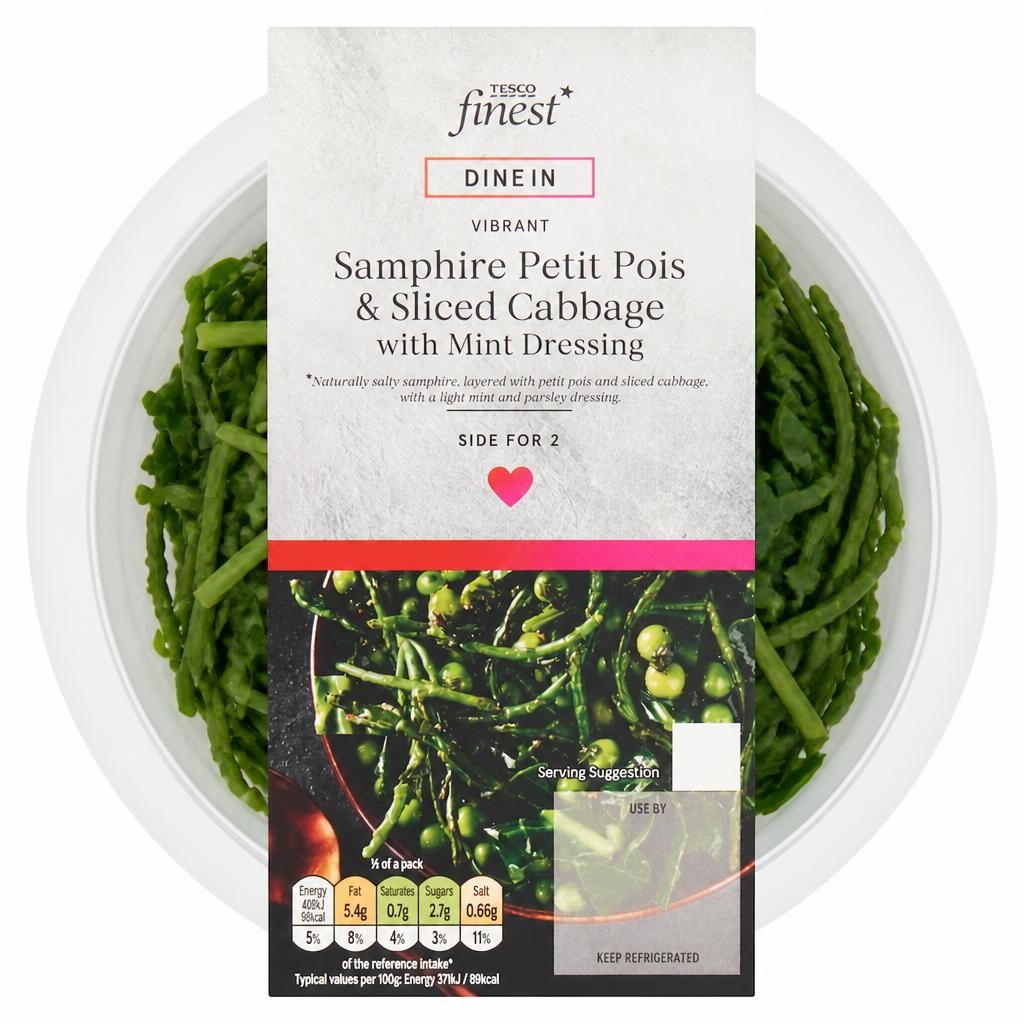 Tesco Finest Petit Pois, Cabbage & Samphire with Mint Dressing 240g