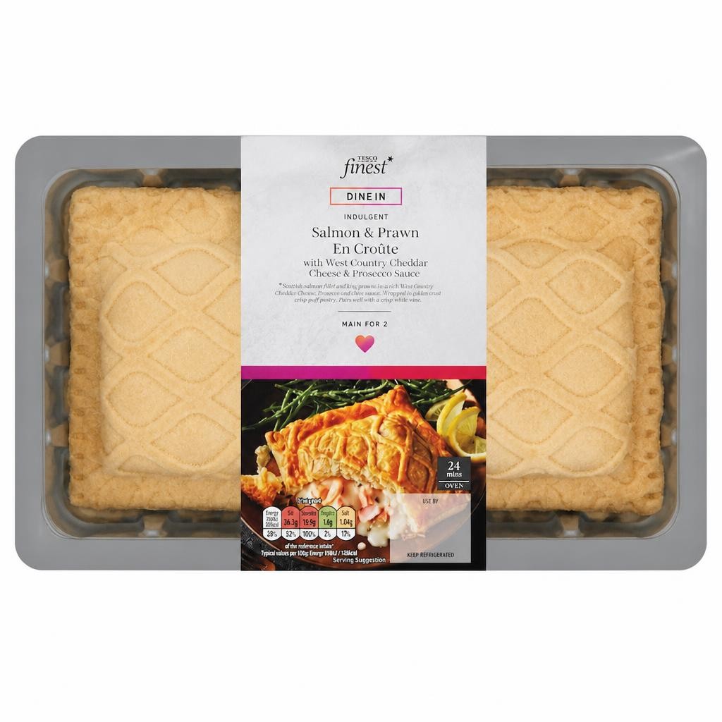 Tesco Finest Dine In Salmon & King Prawn En Croute 450g