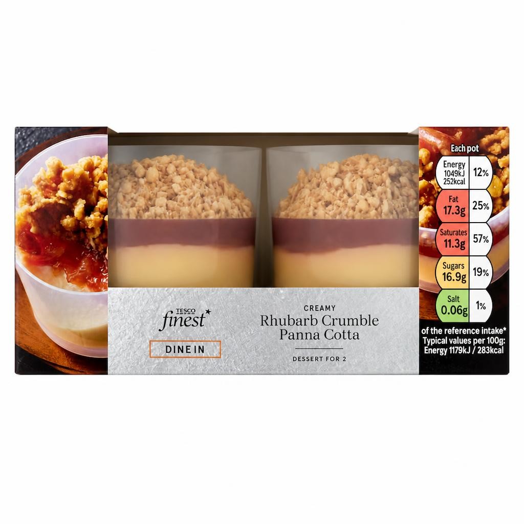 Tesco Finest Rhubarb Crumble Panna Cotta 2 x 89g