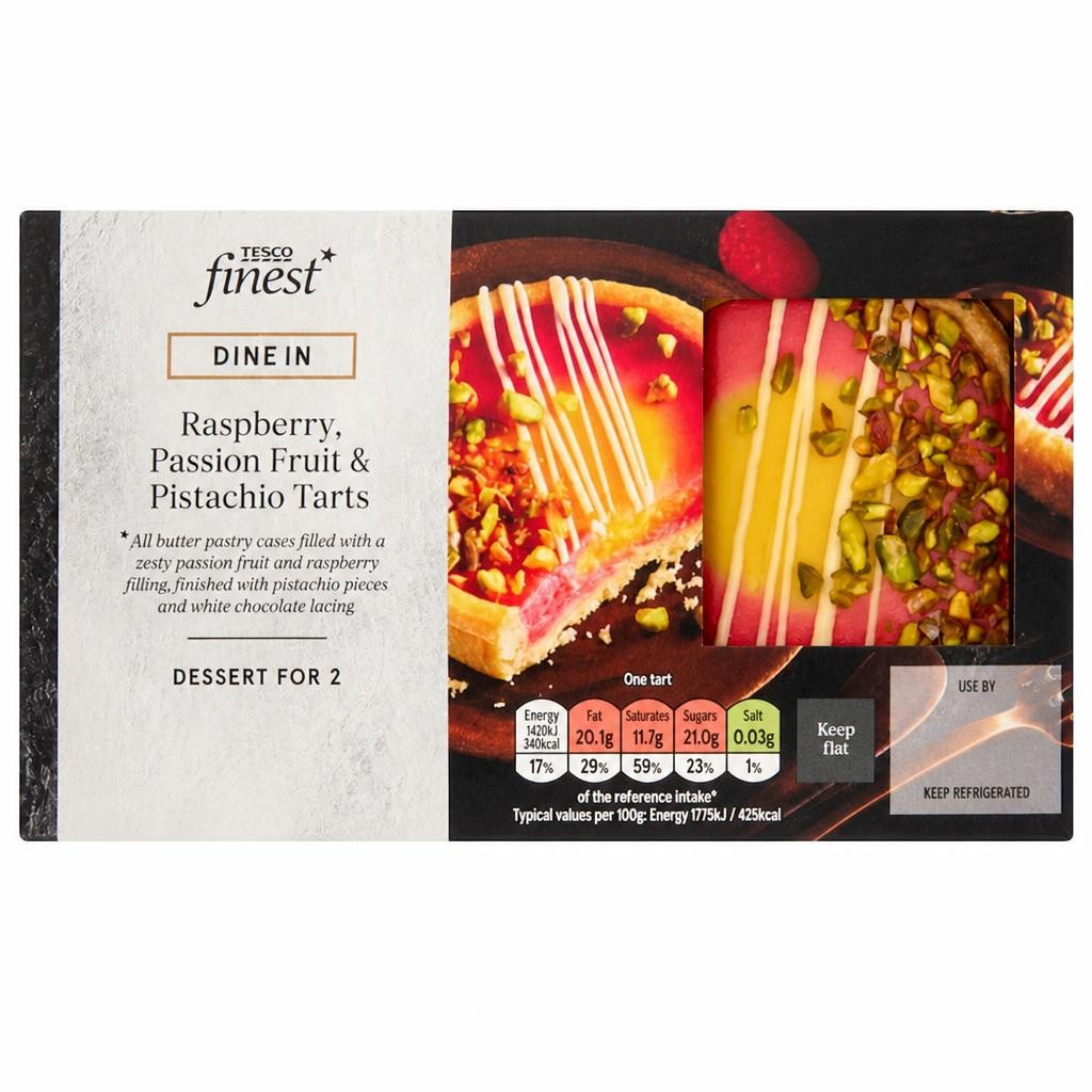 Tesco Finest Zingy Raspberry, Passion Fruit and Pistachio Tarts 160g