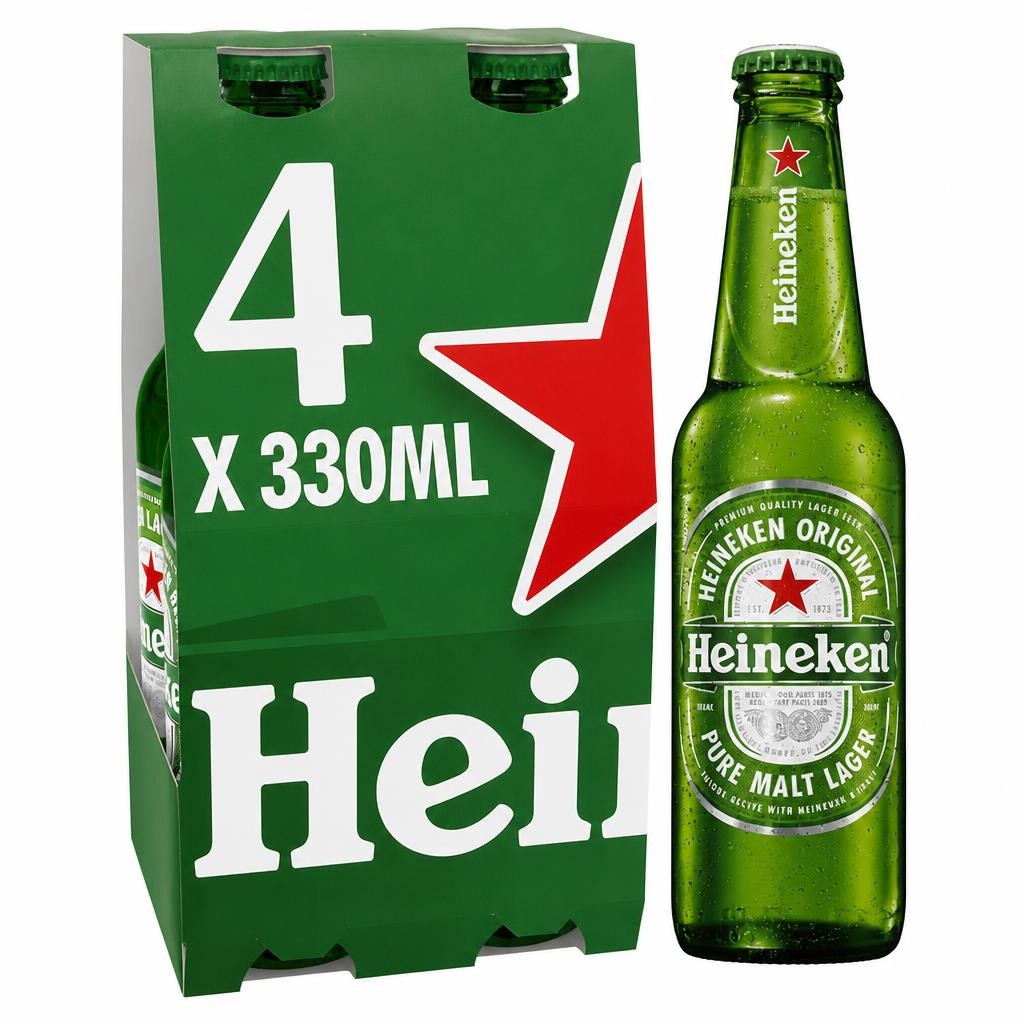Heineken Lager Beer Bottle 4 x 330ml