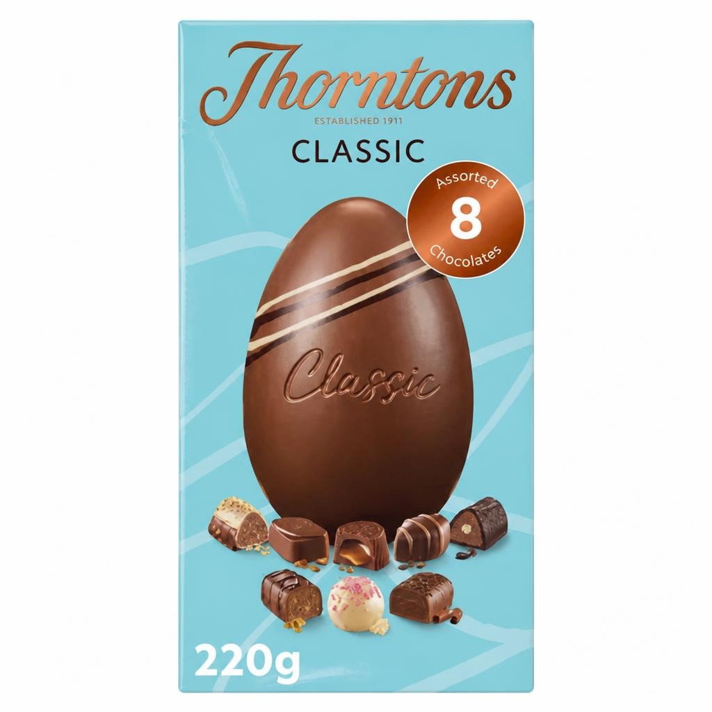 Thorntons Classic Milk Chocolate Egg with a Selection of Classic Chocolates 220g