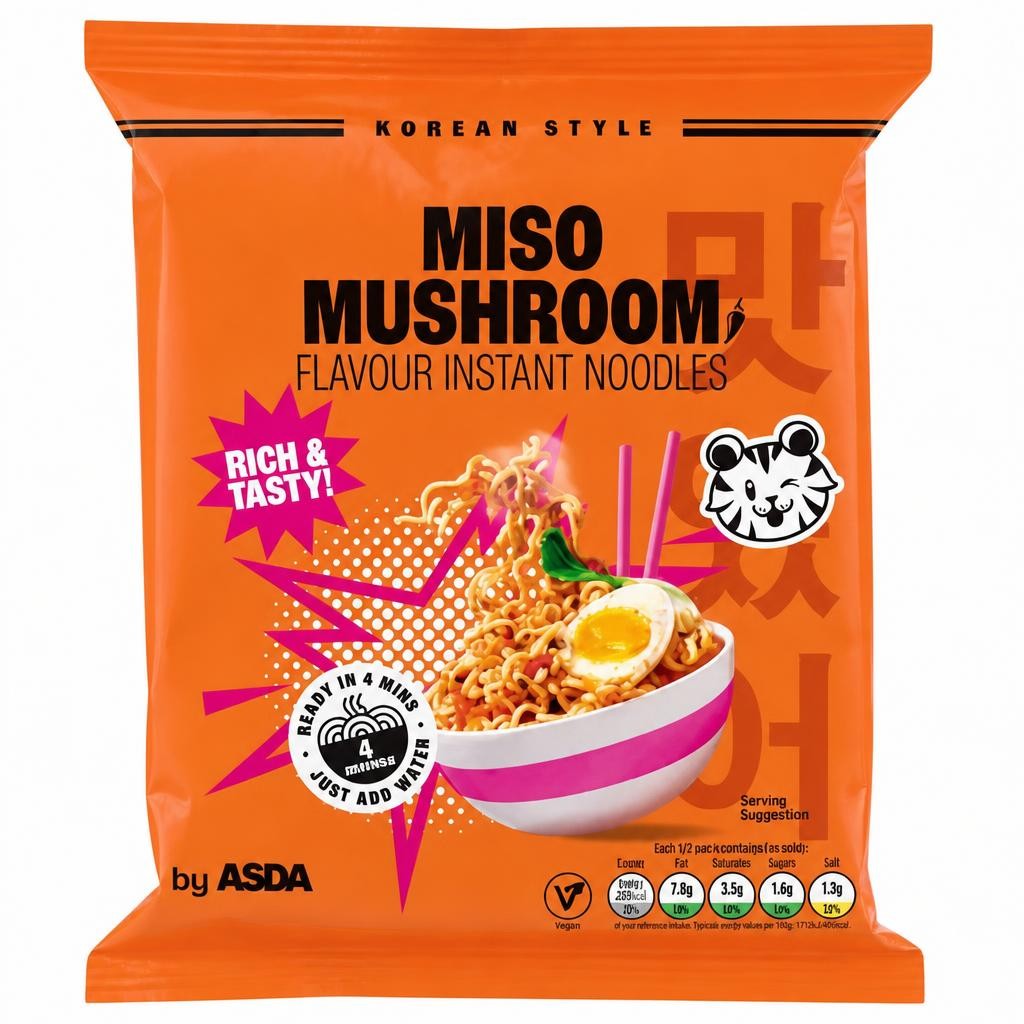 ASDA Miso Mushroom Flavour Instant Noodles 100g