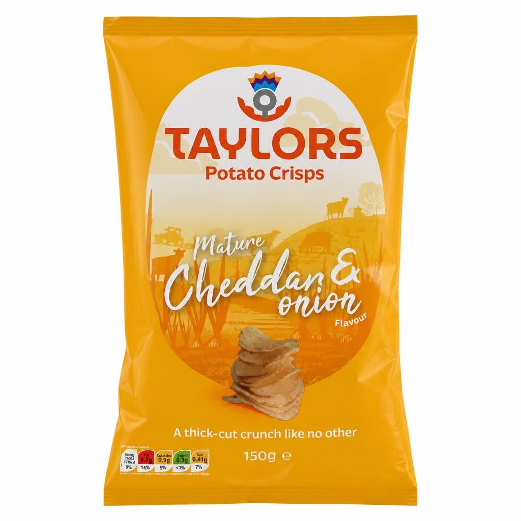 Taylors Potato Crisps Mature Cheddar & Onion Flavour 150g