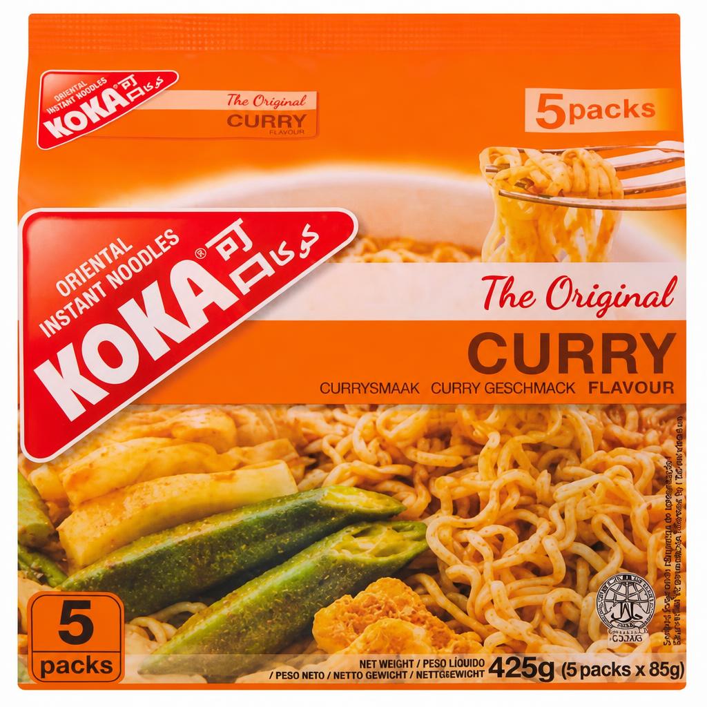 Koka The Original Curry Flavour Oriental Instant Noodles 5 x 85g (425g)