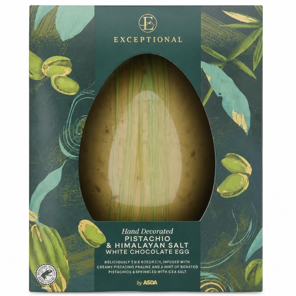 Exceptional by ASDA Pistachio & Himalayan Salt White Chocolate Egg 200g