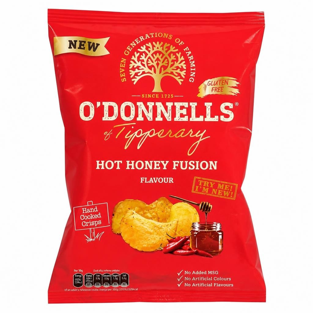 O'Donnells Hot Honey Fusion Flavour Hand Cooked Crisps 125g