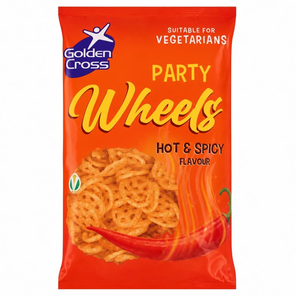 Golden Cross Party Wheels Hot & Spicy Flavour 90g