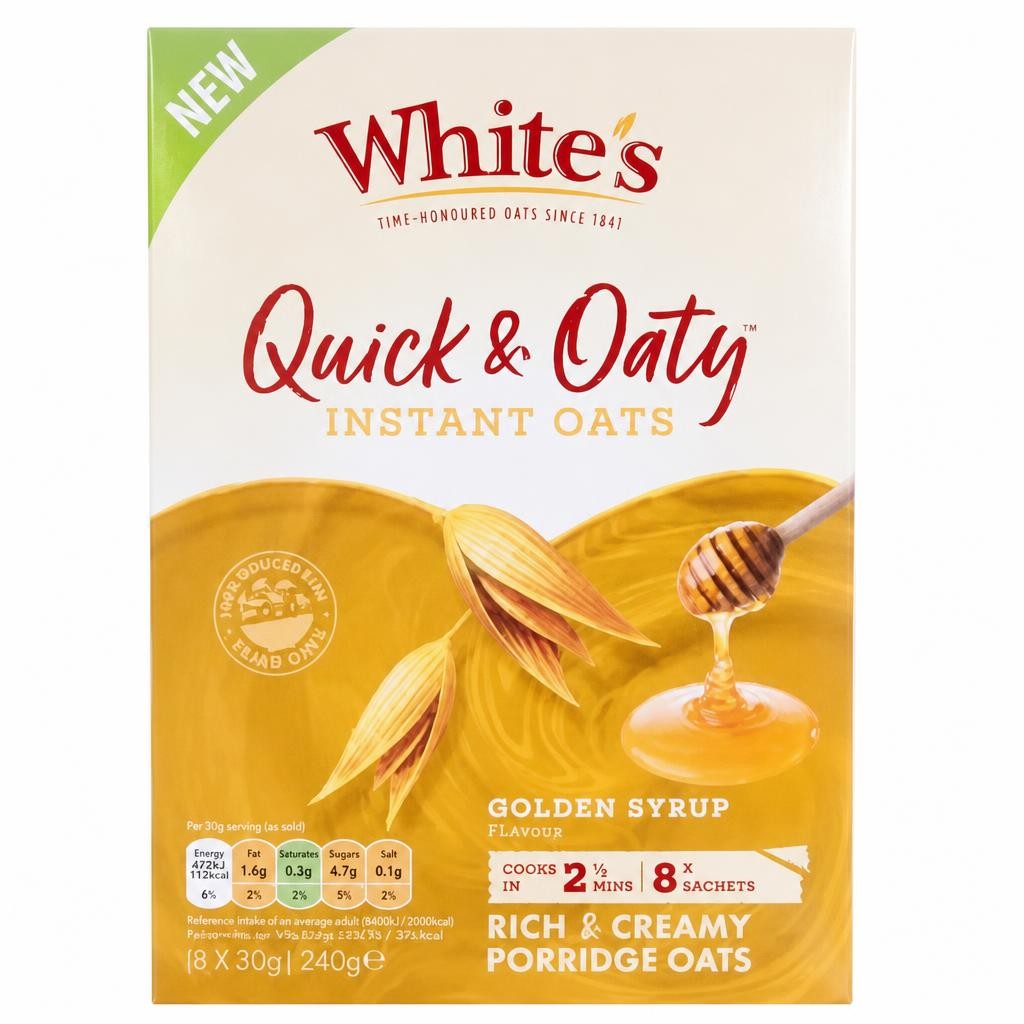 White's Quick & Oaty Instant Oats Golden Syrup Flavour 8 x 30g (240g)