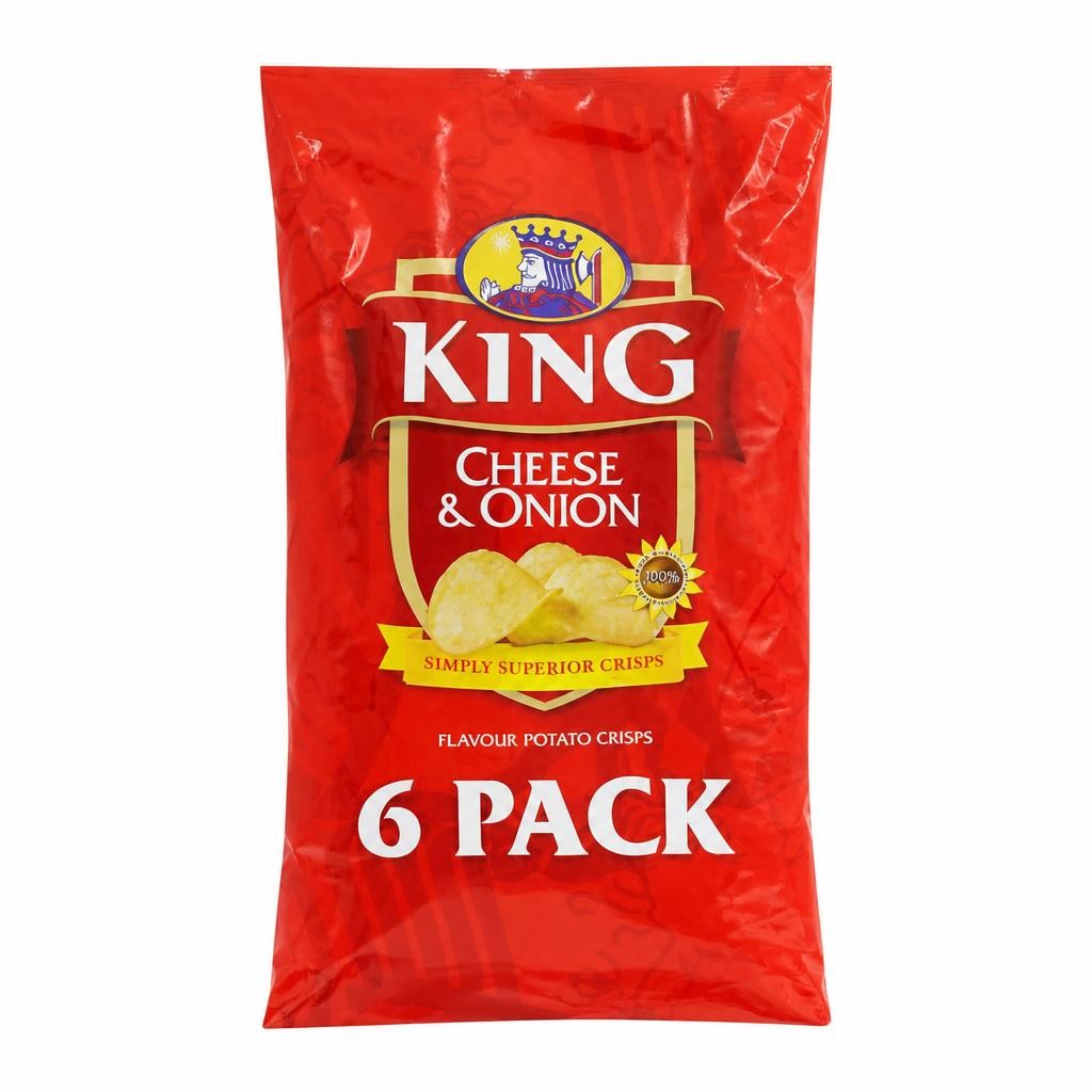 King Cheese & Onion Flavour Potato Crisps 6 x 25g