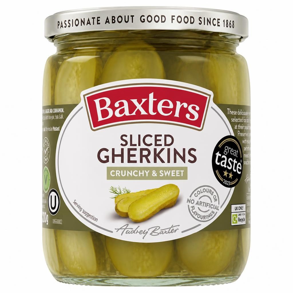 Baxters Sliced Crunchy Sweet Gherkin 500g
