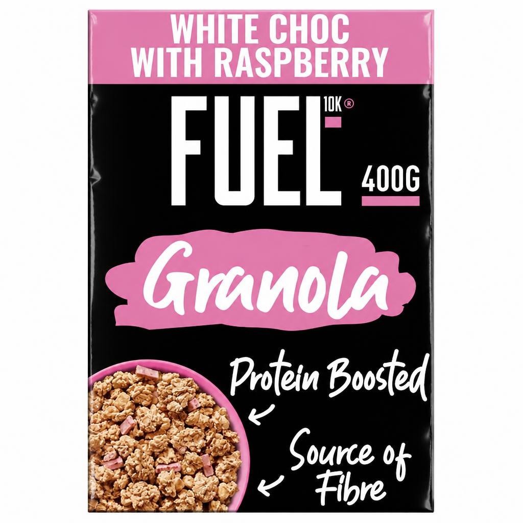 FUEL10K WHITE CHOCOLATE & RASPBERRY PROTEIN GRANOLA BREAKFAST CEREAL 400g