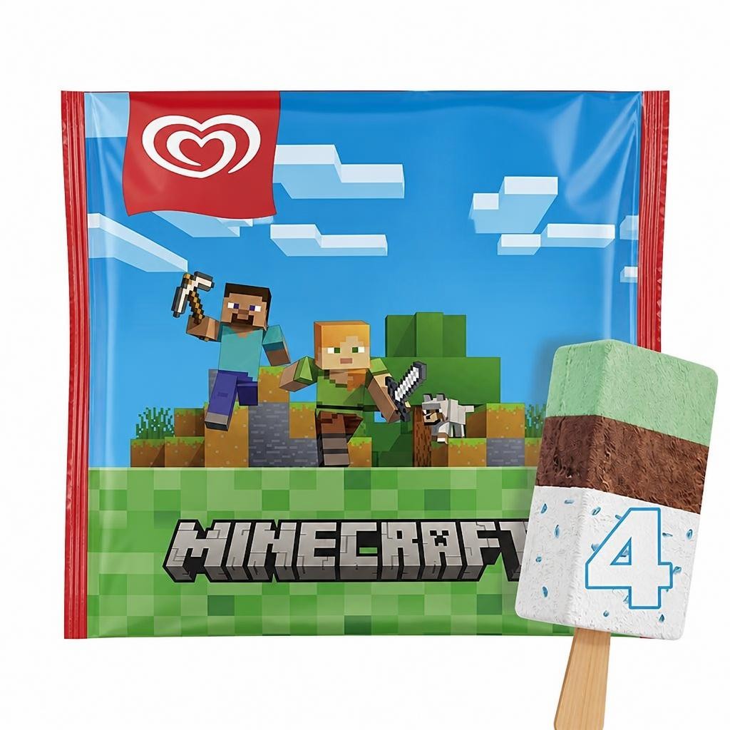 Wall's Minecraft Vanilla & Chocolate Ice Cream Sticks 4 x 75ml