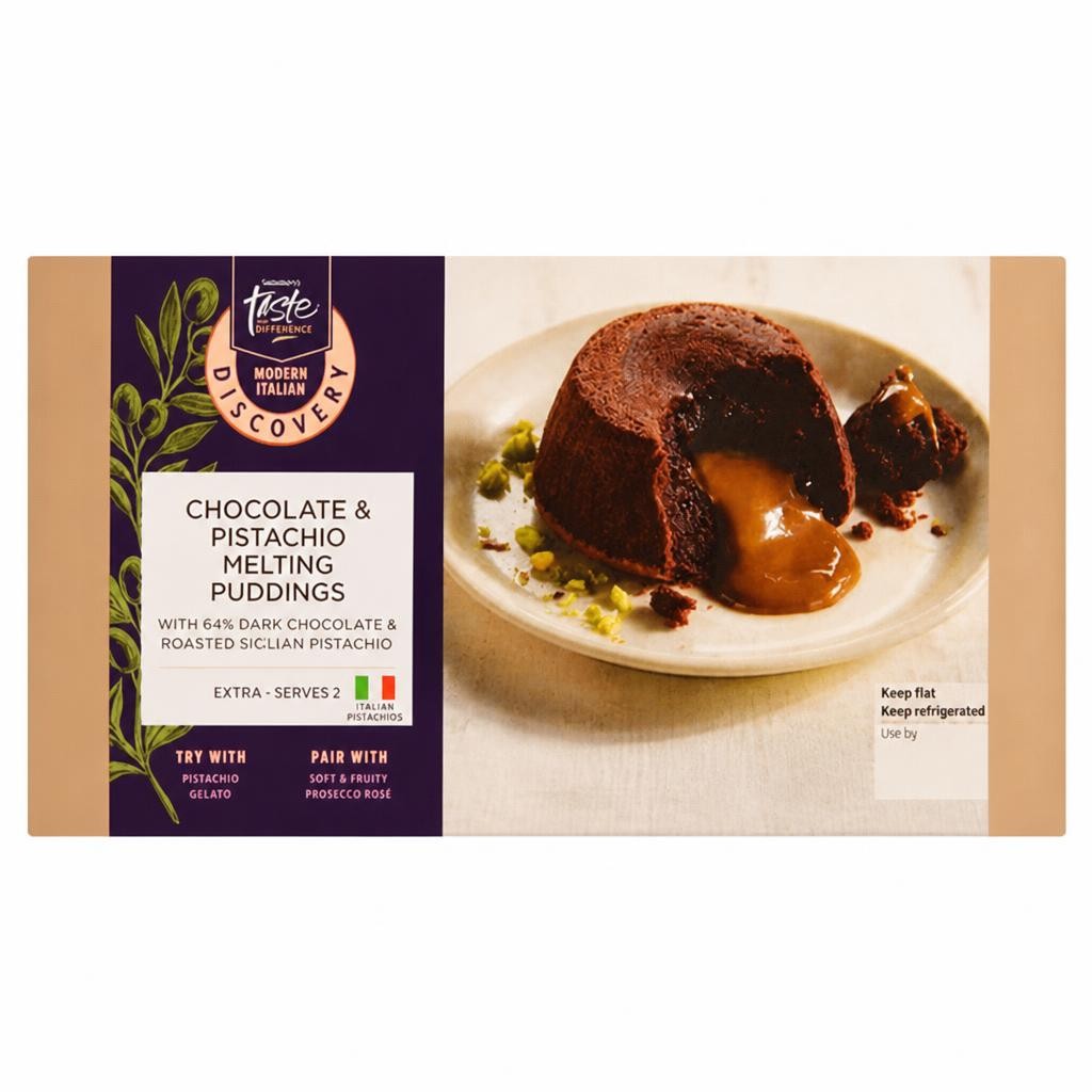 Sainsbury's Discovery 2 x 110g Chocolate & Pistachio Melting Puddings, Taste the Difference