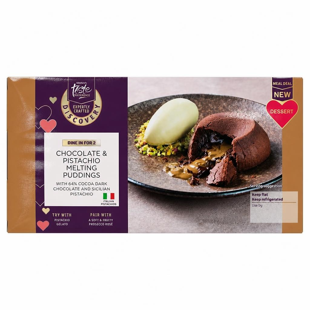 Sainsbury's Discovery 2 x 110g Chocolate & Pistachio Melting Puddings, Taste the Difference