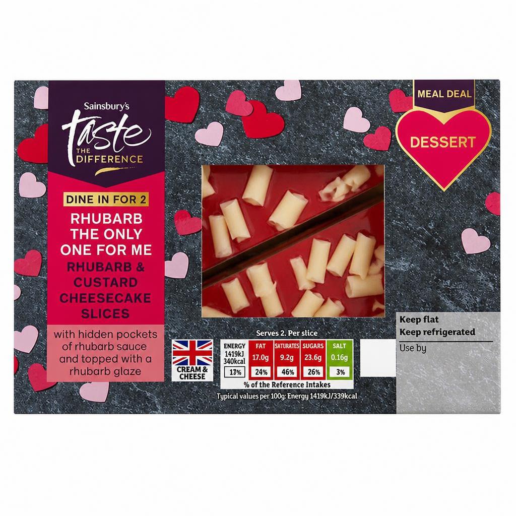 Sainsbury's 2 x 95g Rhubarb & Custard Cheesecake Slices, Taste the Difference