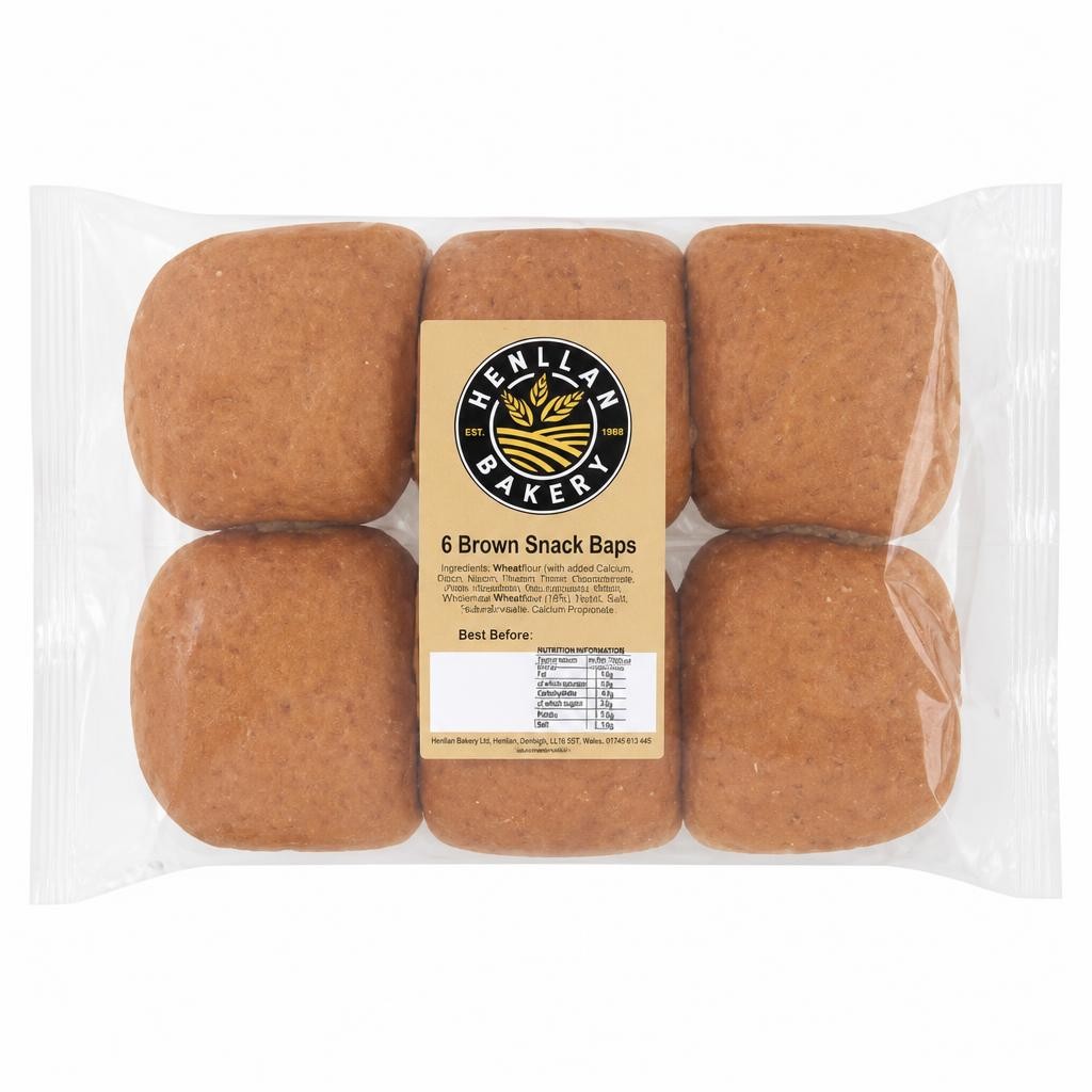 Henllan Bread 6 Brown Snack Baps