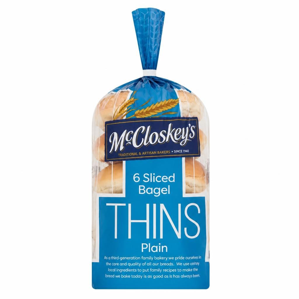 McCloskey's 6 Sliced Bagel Thins Plain 6 x 55g (330g)
