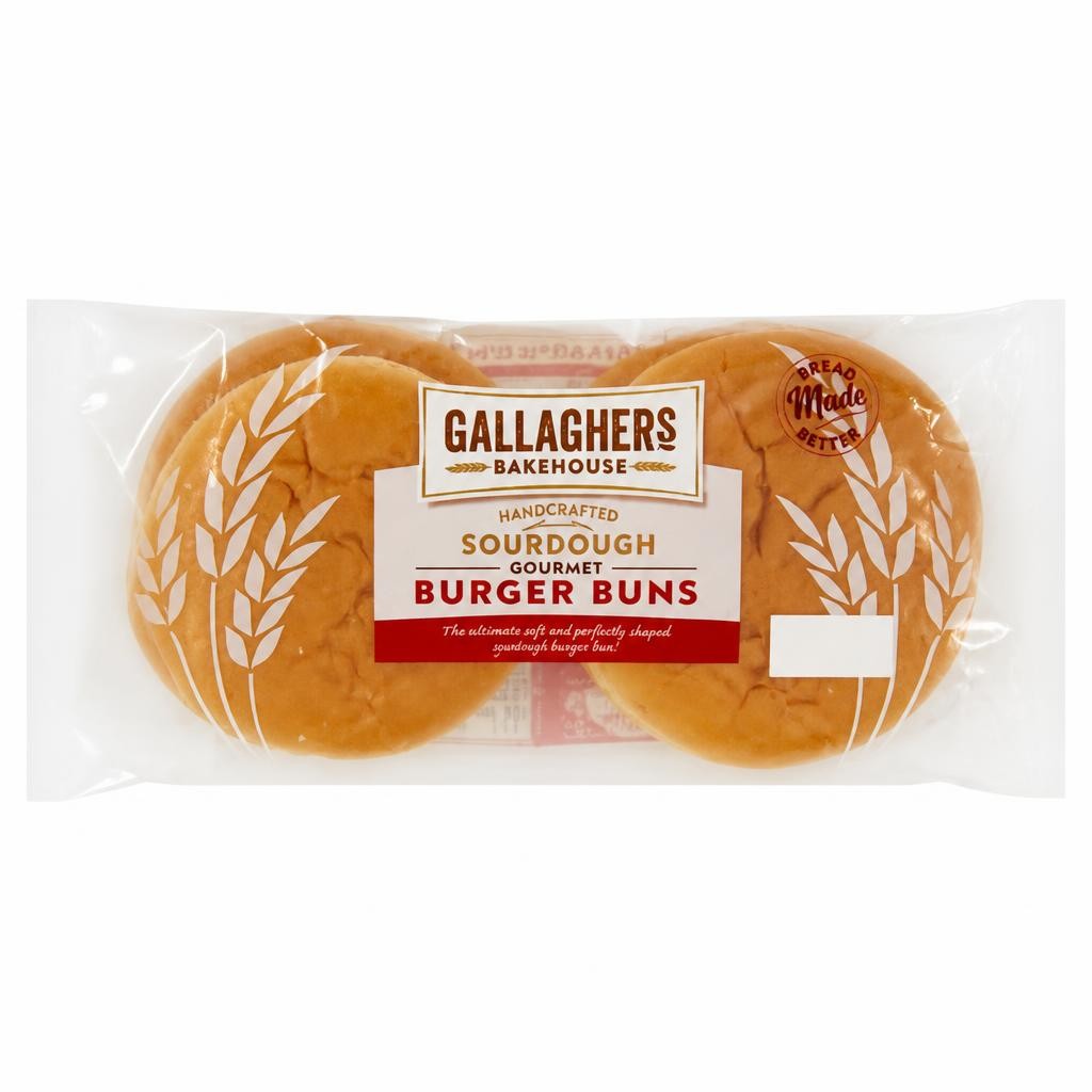 Gallaghers Bakehouse Handcrafted Sourdough Gourmet Burger Buns 240g